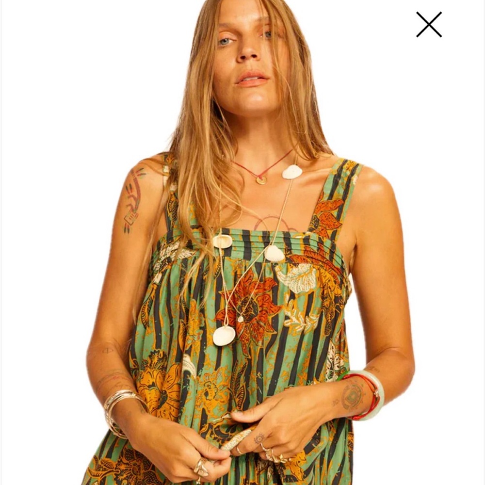 Natalie Martin Jasmine Top - Sunflower Stripe Print Moss size Small
